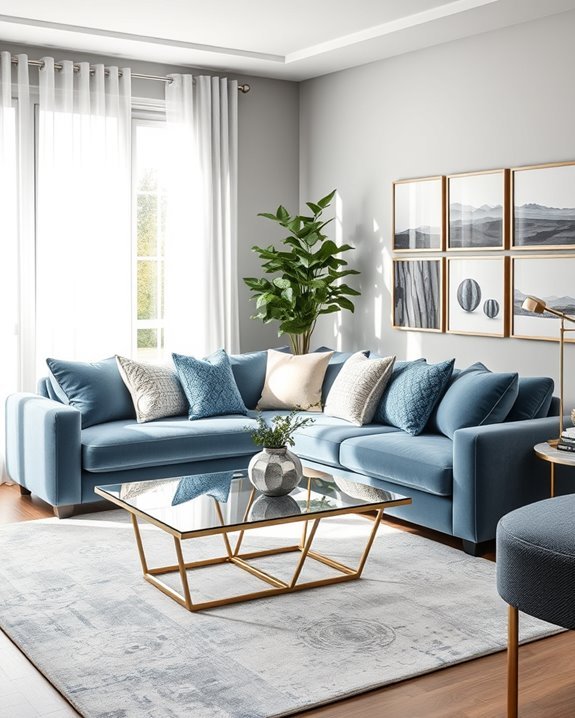 eclectic grey blue decor