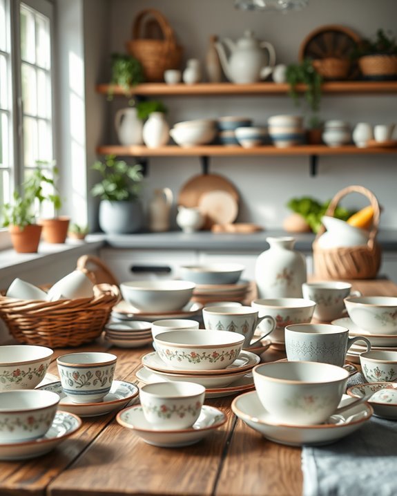 eclectic mix of dishware