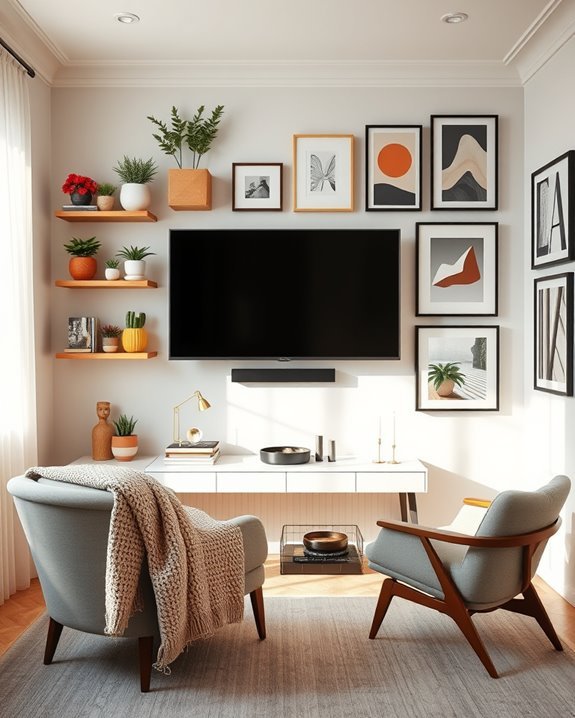 eclectic tv wall decor