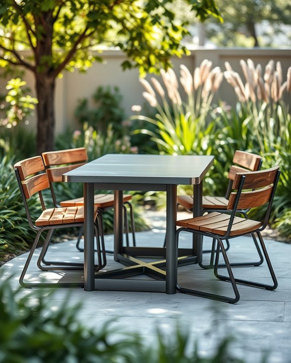 edgy outdoor dining setup