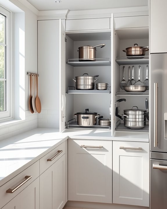 efficient corner cookware storage