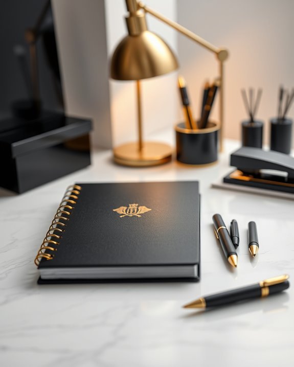 elegant black and gold stationery
