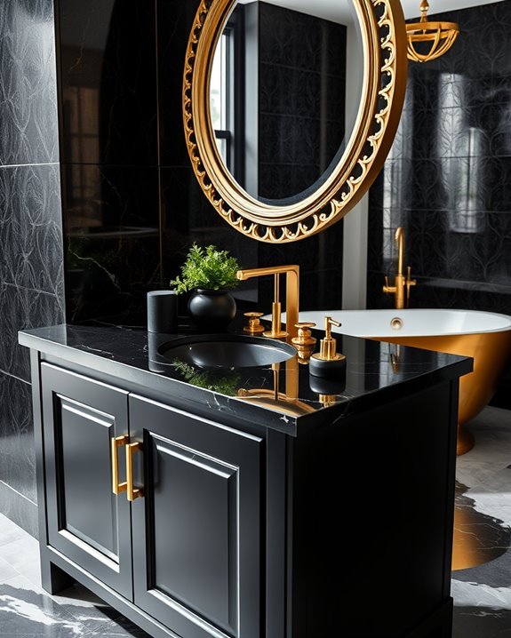 elegant black and gold vanity