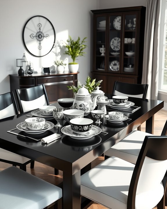 elegant black and white china