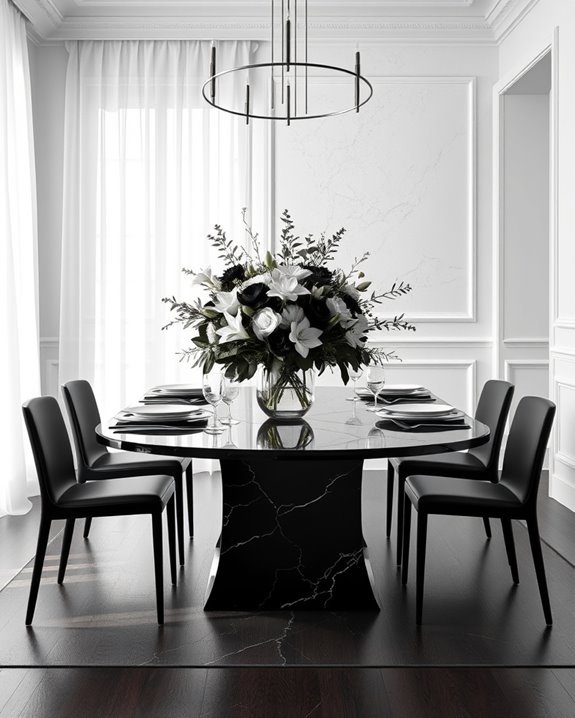 elegant black and white florals