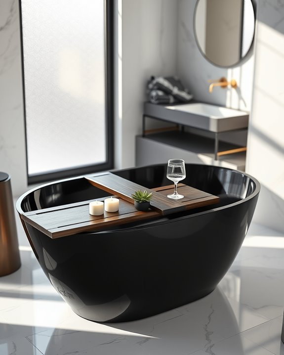 elegant black bathtub caddy