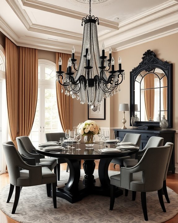 elegant black chandelier accents
