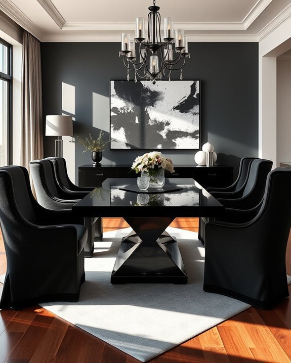 elegant black dining aesthetics