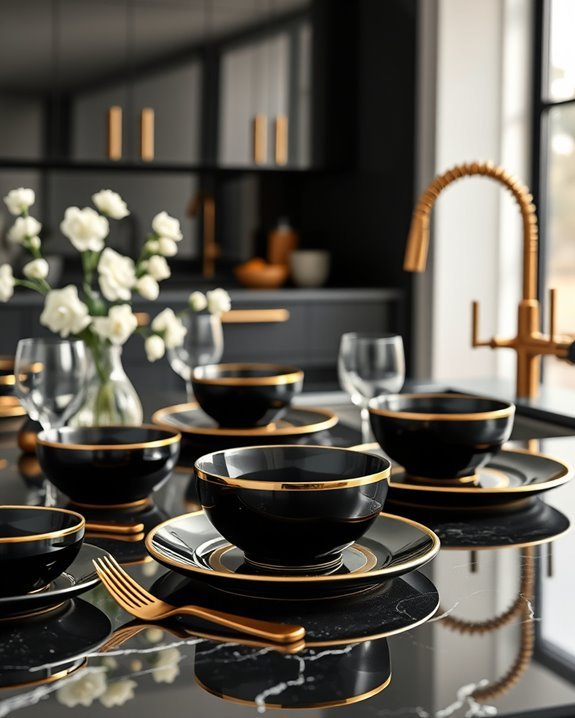elegant black dishware design