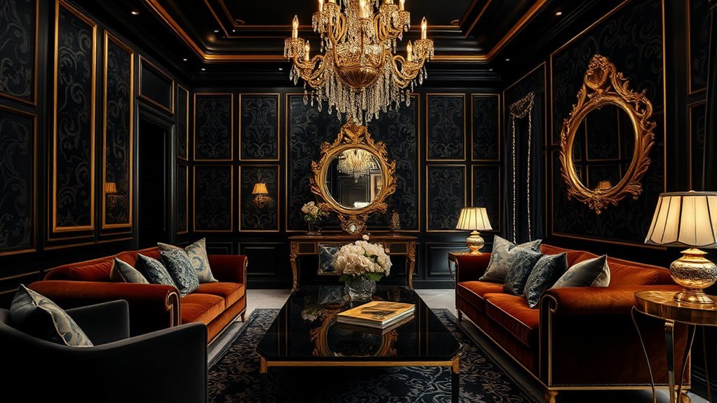 elegant black gold interiors