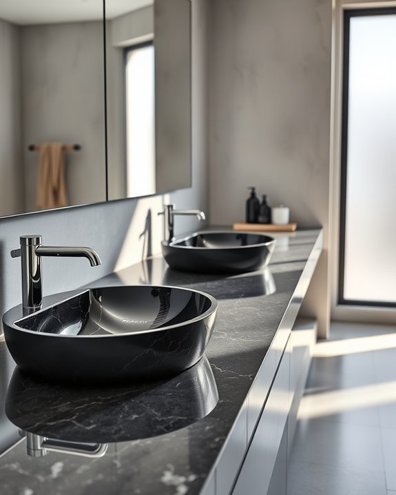 elegant black granite sinks