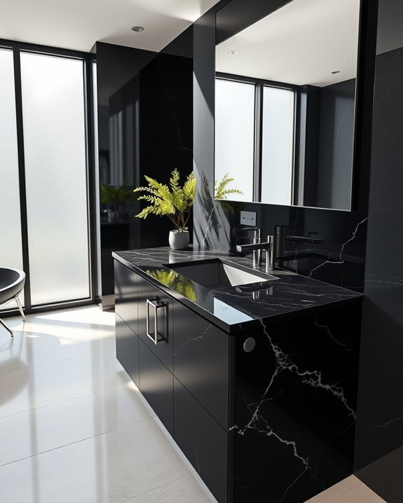 elegant black granite vanities