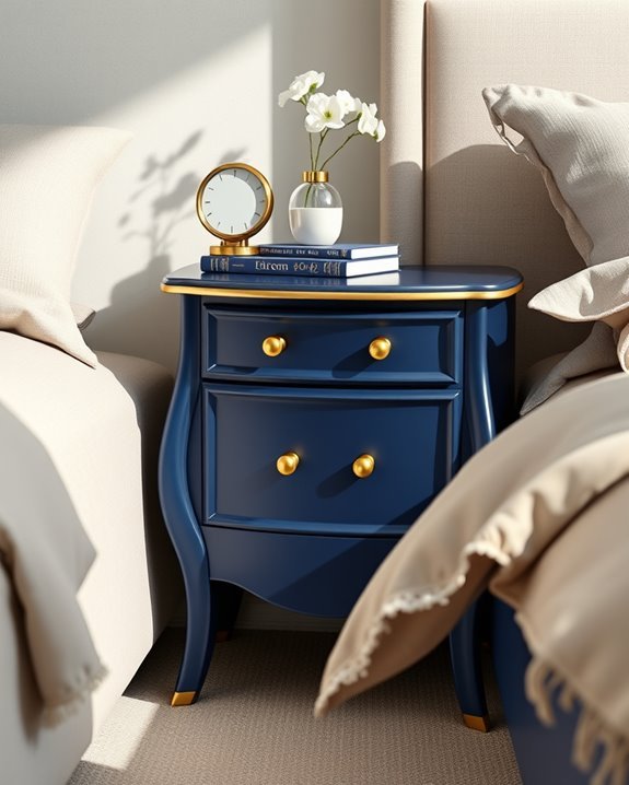 elegant blue and gold nightstand