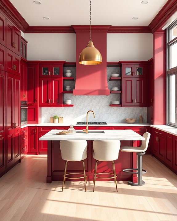 elegant burgundy kitchen storage