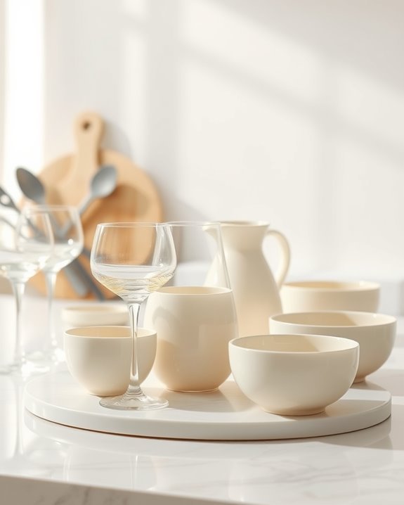 elegant cream glassware collection