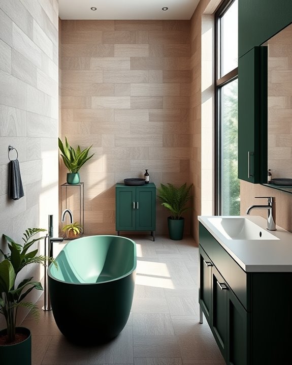 elegant dark green fixtures