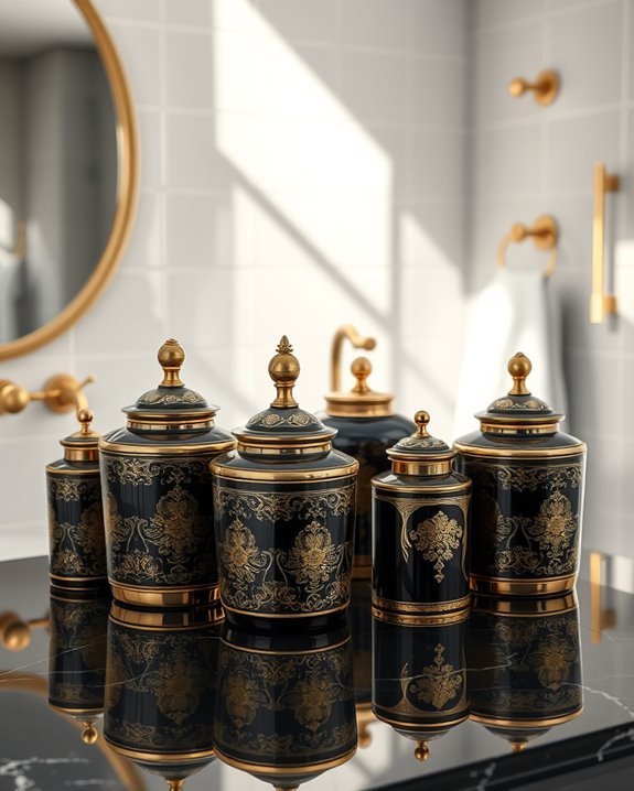 elegant gold and black jars