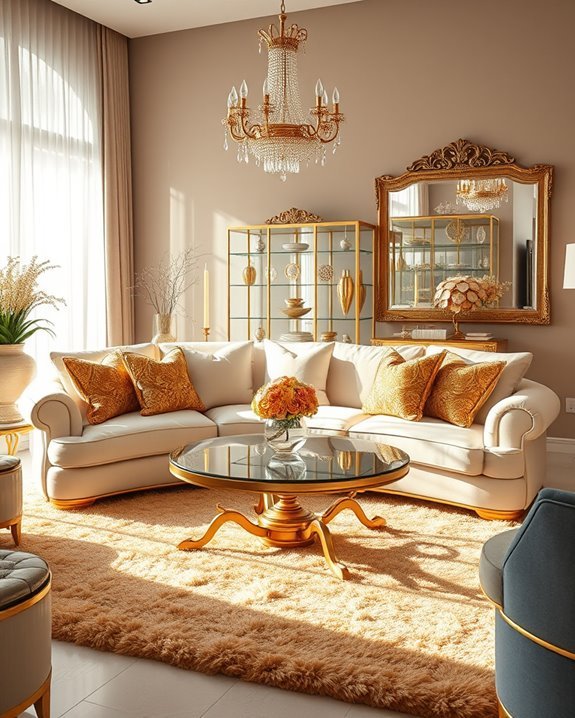 elegant gold and glass decor