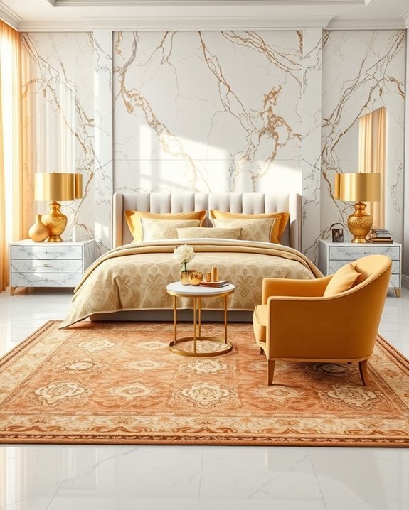 elegant gold and marble textiles