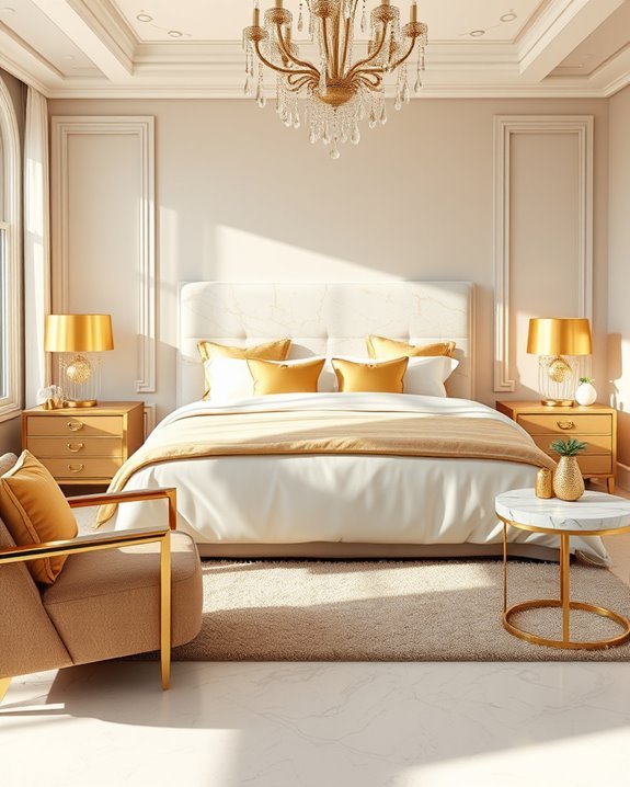 elegant gold bedroom accents