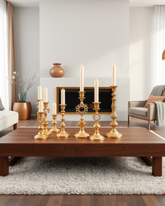 elegant gold candle holders