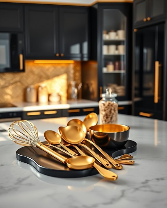 elegant gold kitchen utensils