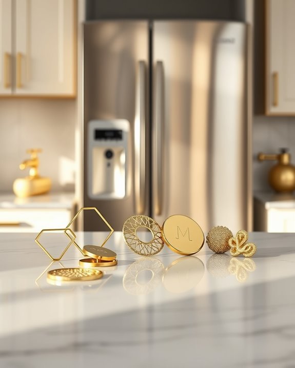 elegant gold refrigerator accents