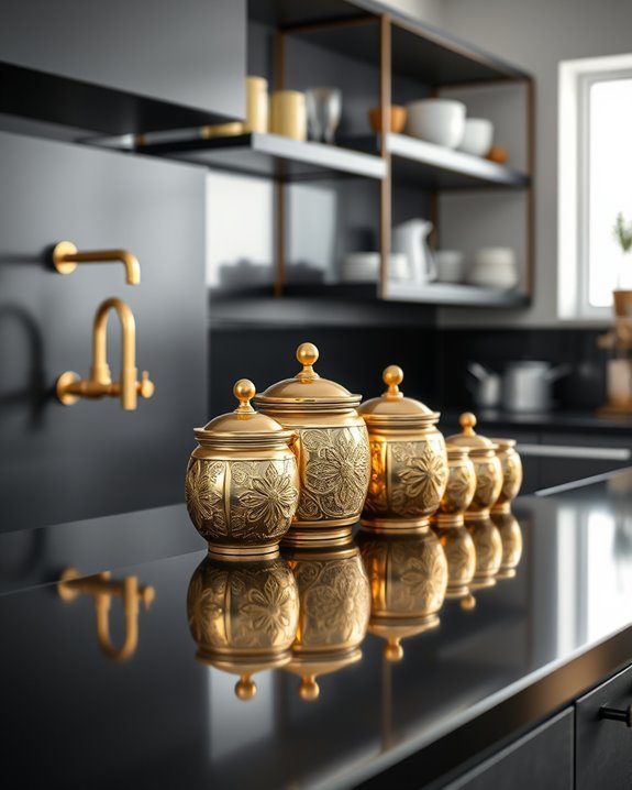 elegant gold storage jars
