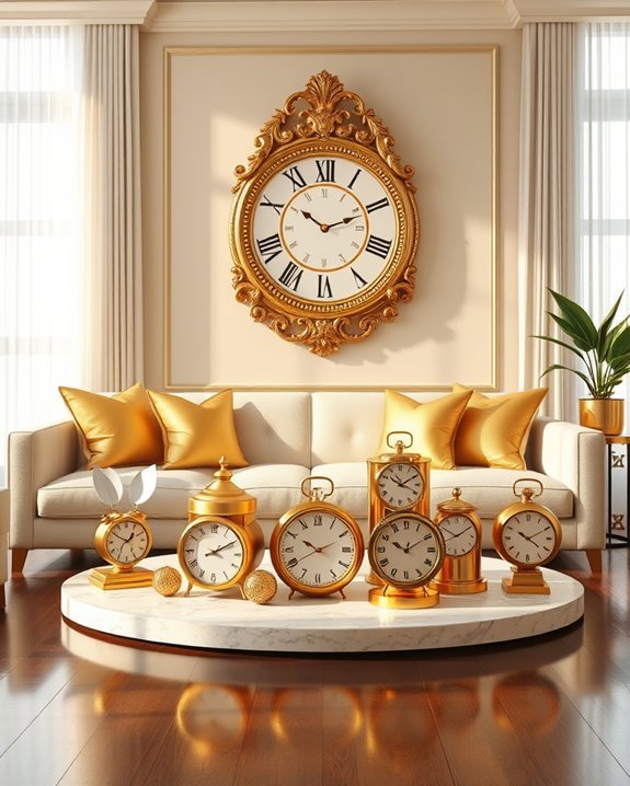 elegant gold timepieces decor