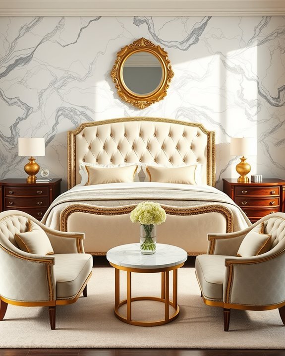 elegant gold trimmed furniture