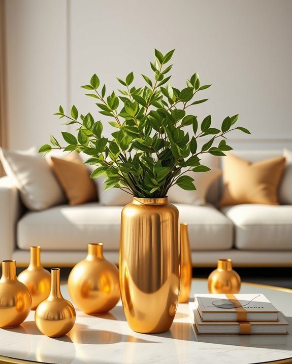 elegant gold vase arrangements