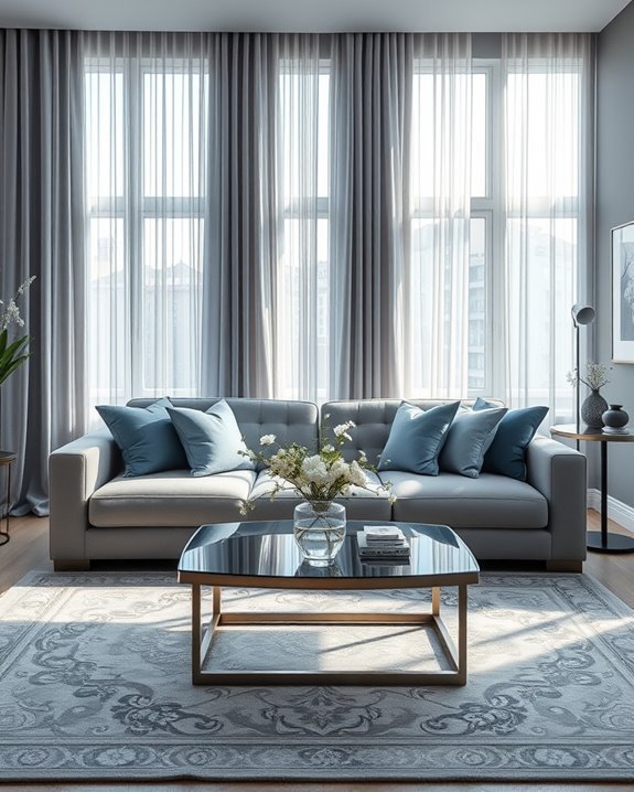 elegant grey blue drapes