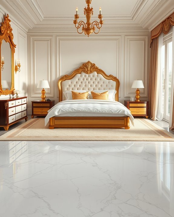 elegant marble bedroom flooring