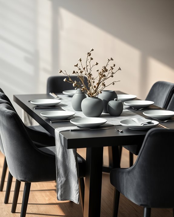 elegant monochromatic dining space