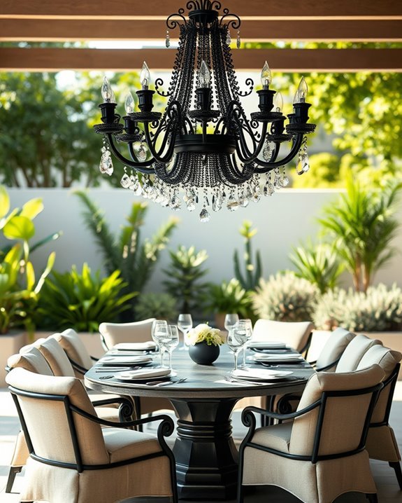 elegant outdoor dining chandelier