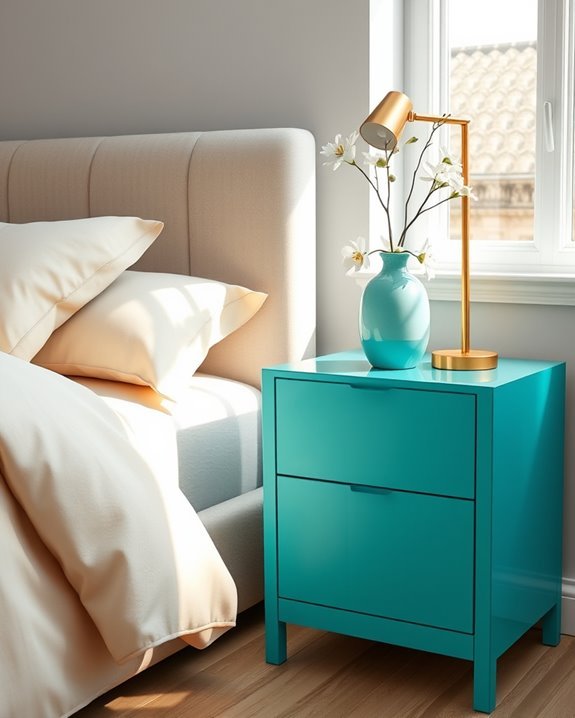 elegant turquoise bedside table