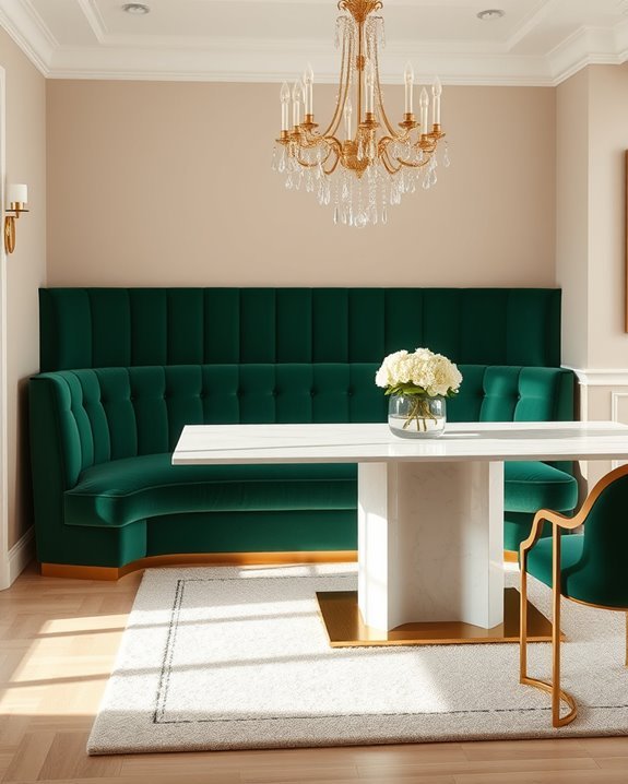 elegant velvet dining banquette