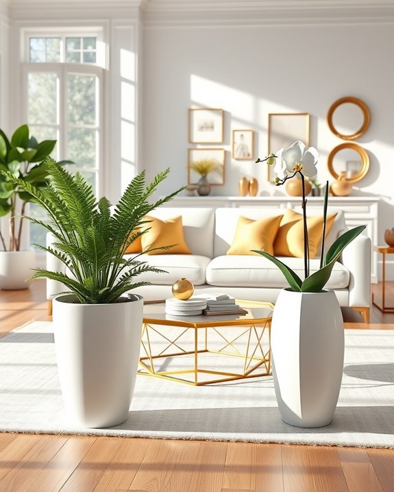 elegant white and gold planters