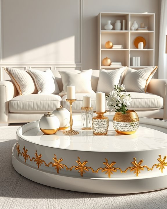 elegant white and gold trays