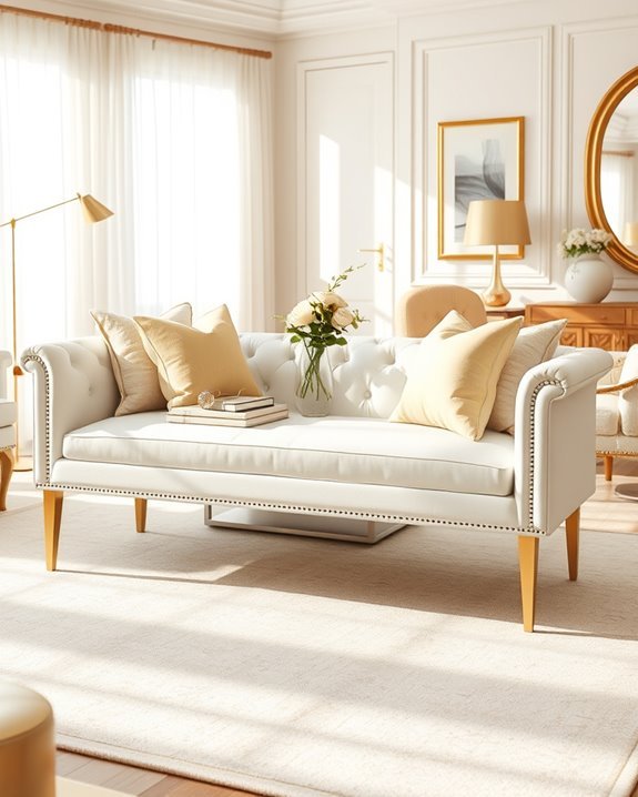 elegant white benches gold