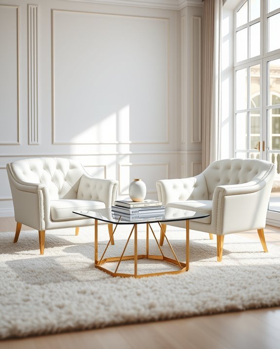 elegant white chairs luxurious legs