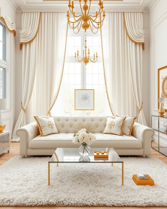 elegant white curtains trimmed