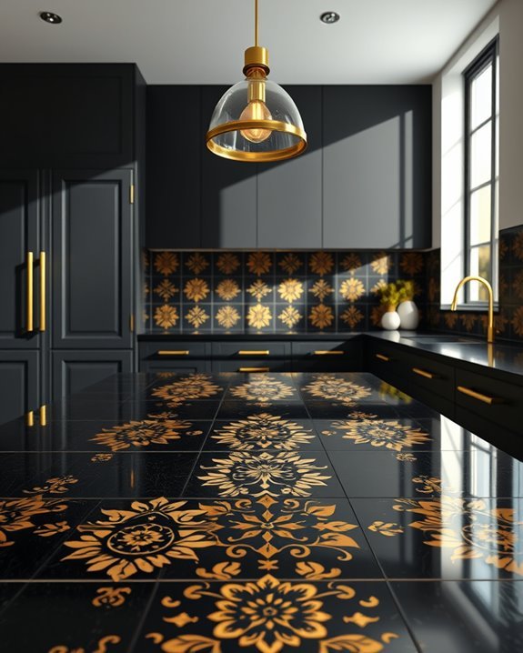 enchanting black and gold tiles