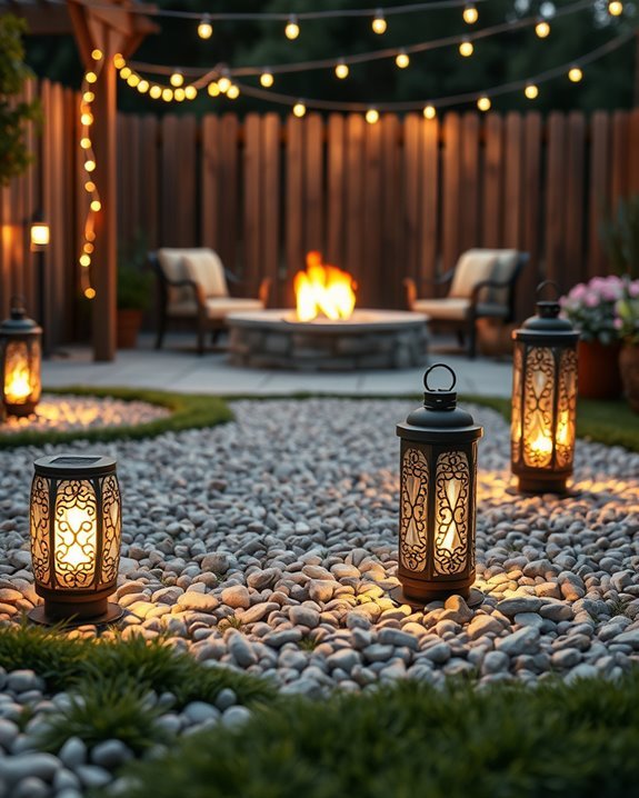 enchanting gravel patio lighting