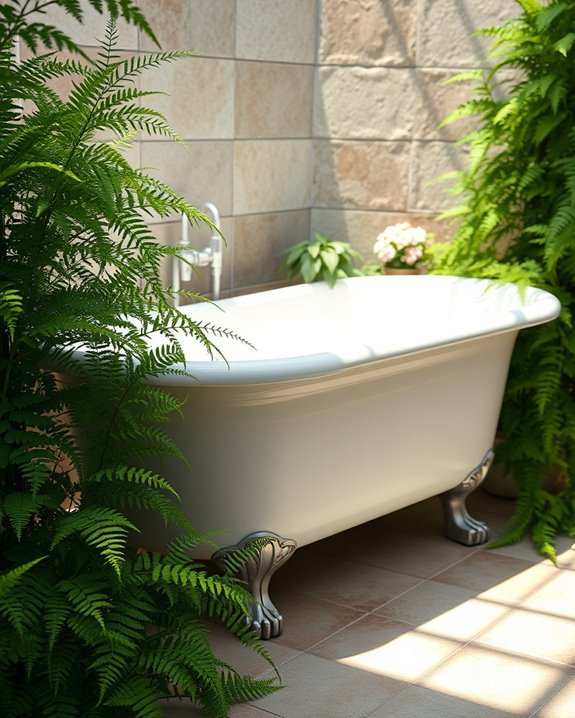 fern filled bathtub oasis
