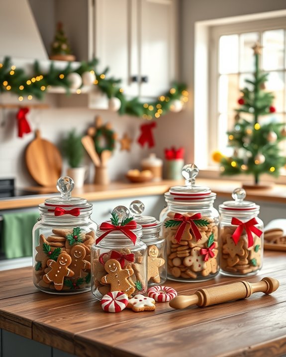 festive cookie storage jars