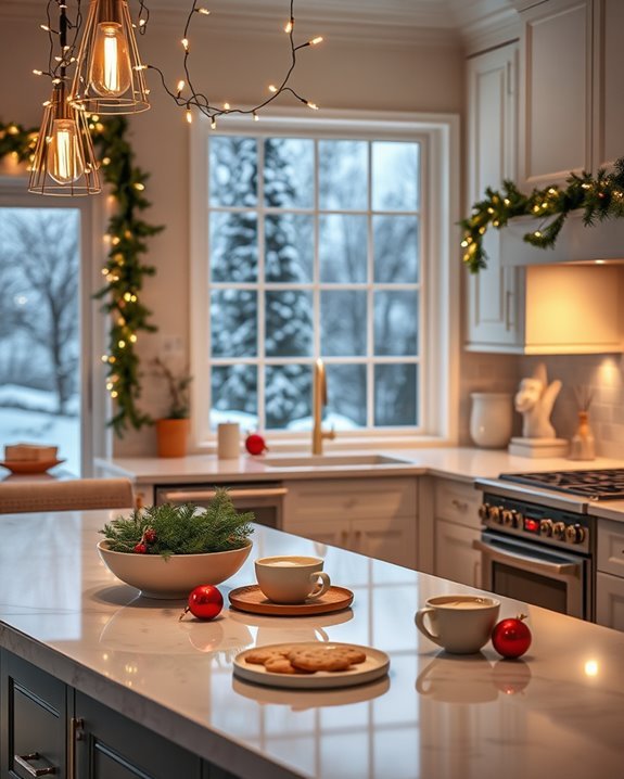 festive kitchen string lights