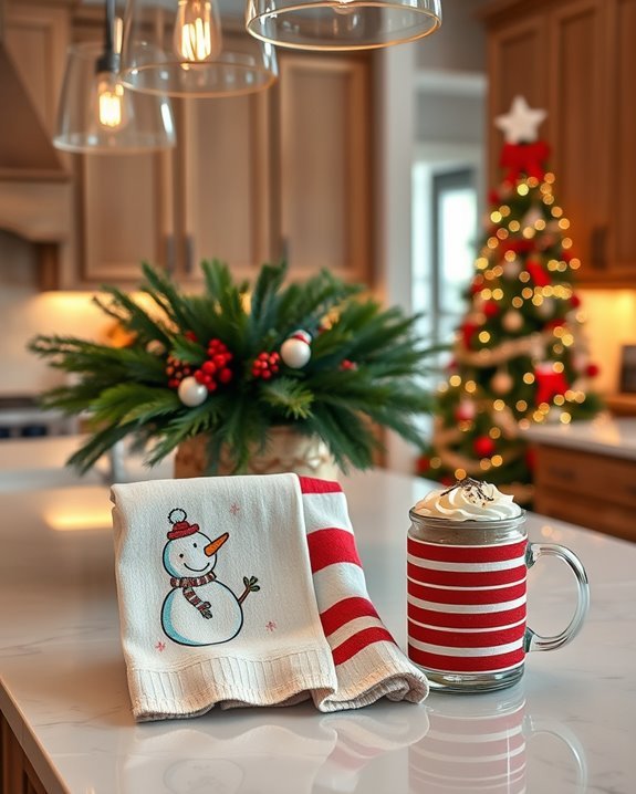 festive kitchen towel decor
