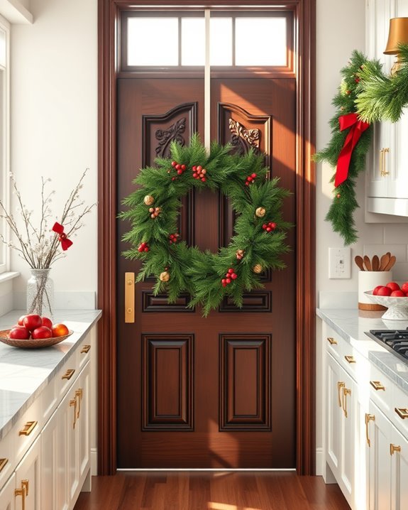 festive wreath door decoration