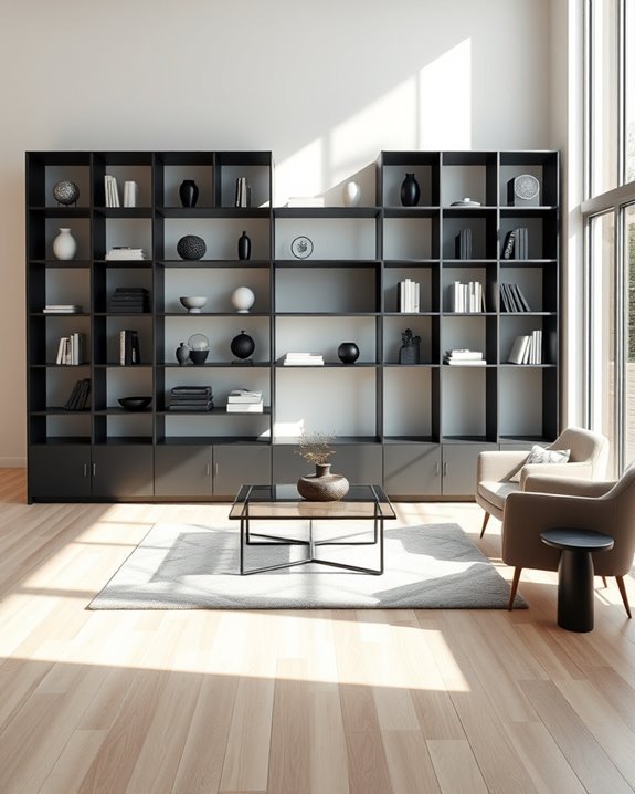 flexible modular black shelving